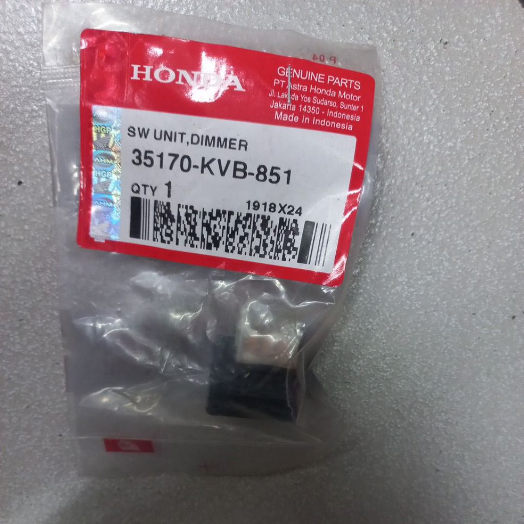 35170KVB851 – หน่วยสวิตช์ DIMMER, สวิตช์ DIMMER, สวิตช์ไฟคาร์บอน AHM BEAT ดั้งเดิม