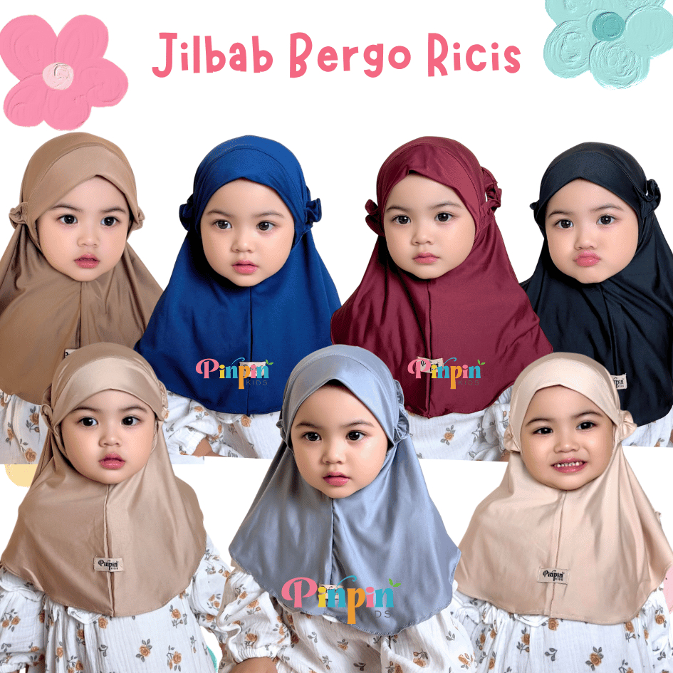 Pinpin Kids - Bergo Ricis Baby Hijab 1-3 Years / Instant Baby Hijab / Ricis Childrens Bergo Hijab