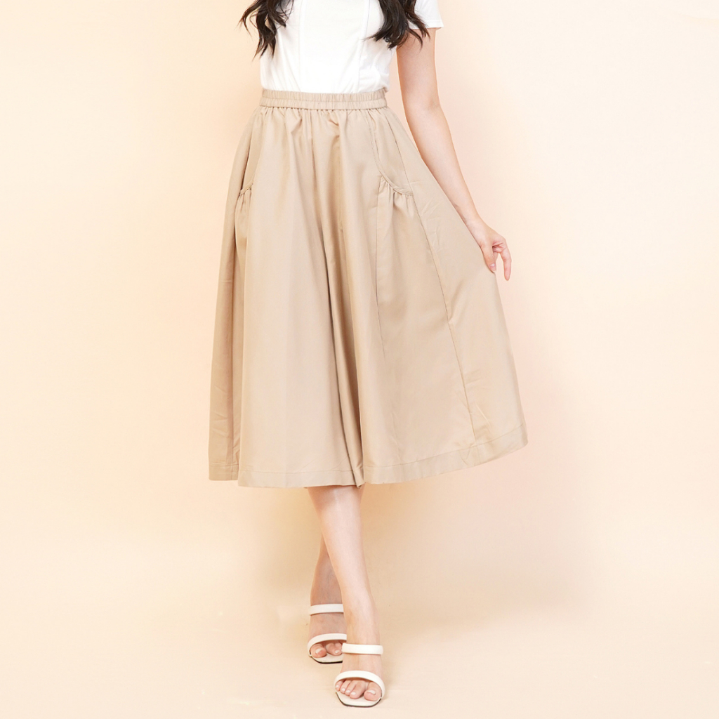 MKY CLOTHING SUPER WIDE MIDI PANTS พร้อมเอวยาง