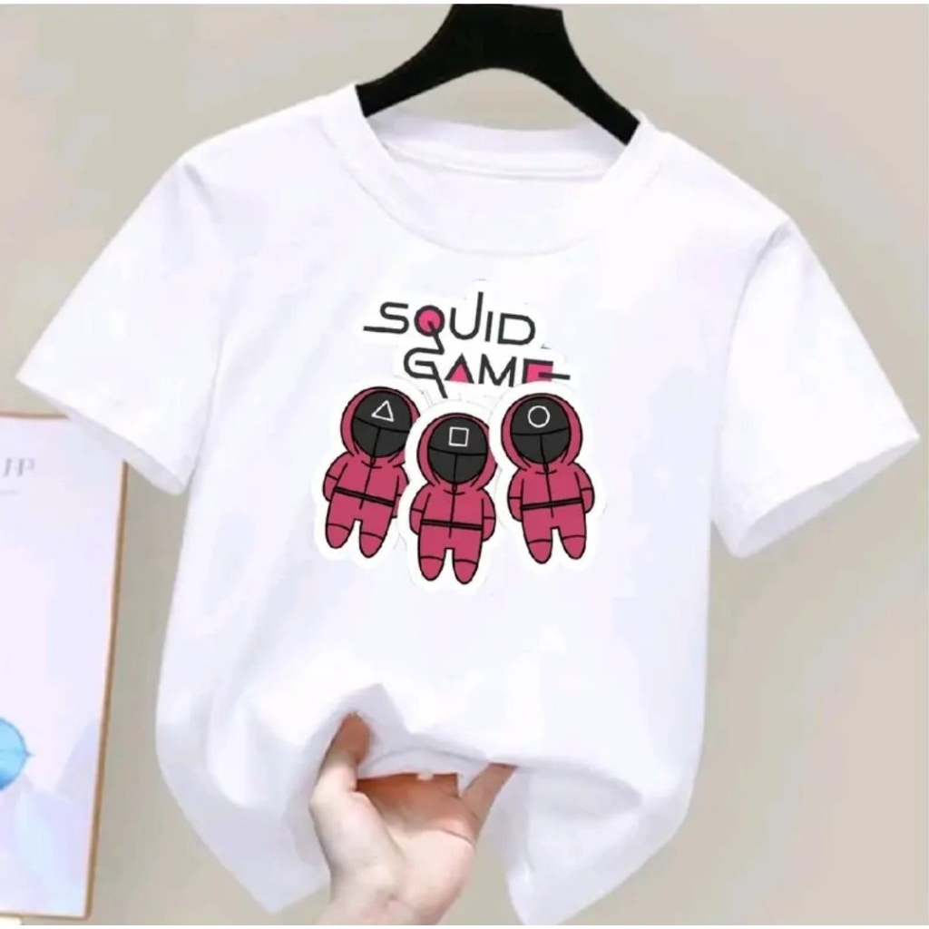 KATUN เสื้อยืดเด็ก Unisex มี SQUID GAME 3 Motif อายุ 2-10 เด็กชายและเด็กหญิง เสื้อยืดผ้าฝ้ายอินเทรนด