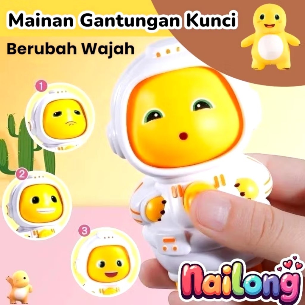 GANTUNGAN Viral Yellow Dino Toy Nailong สามารถเปลี่ยนหน้า / พวงกุญแจ Nailong น่ารัก