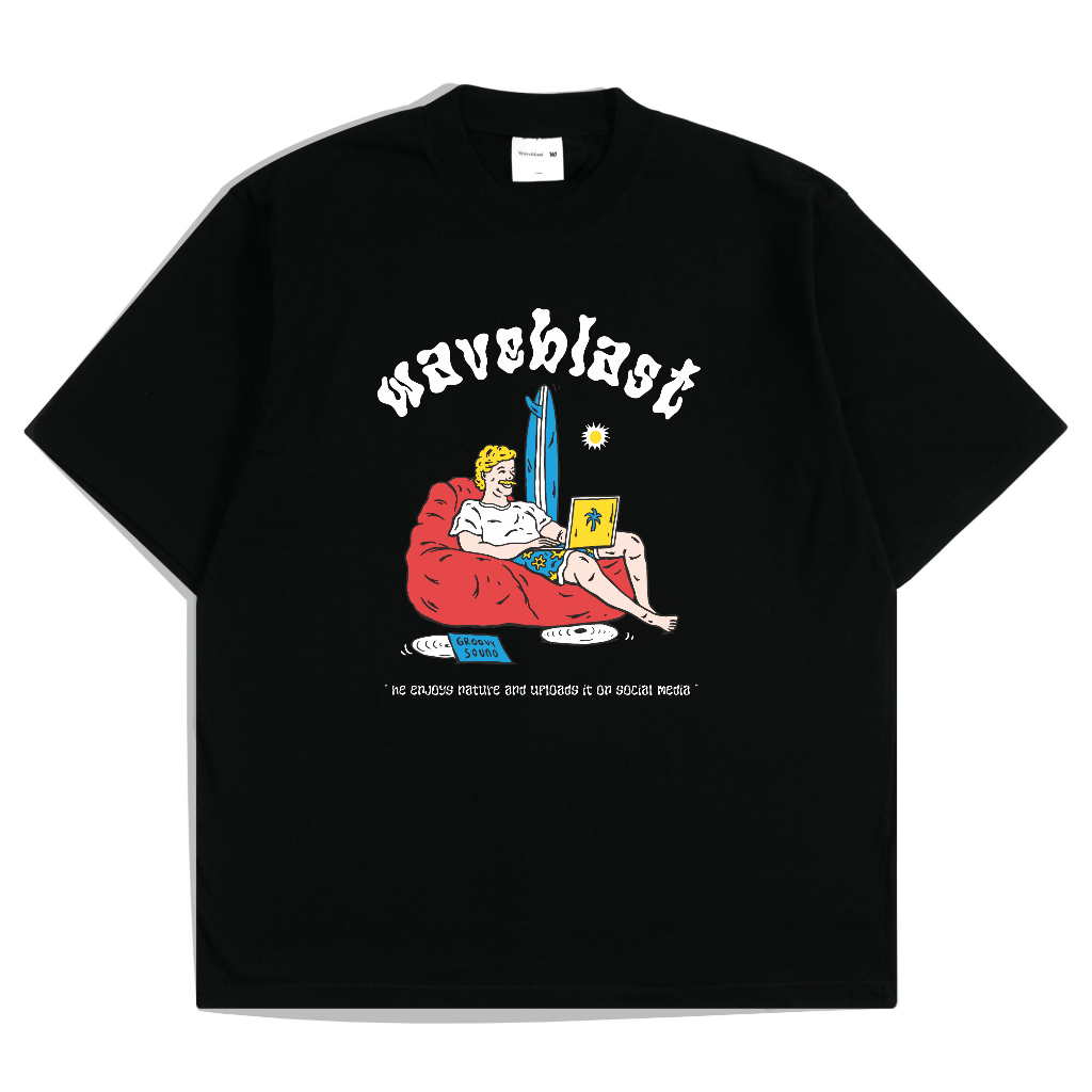 เสื้อยืด Waveblast Oversize - Enjoy Black