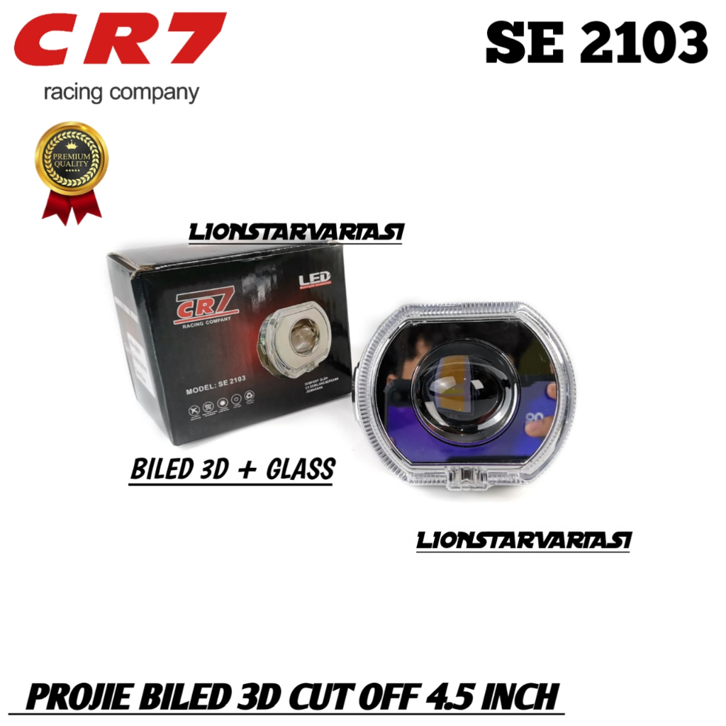 โปรเจคเตอร์โปรเจคเตอร์บิล 4.5 นิ้ว 3D CR7 SE 2103 Plus Devil Glass Shrud สูงต่ํา D2 มอเตอร์รถ Piw - รูปที่ 3