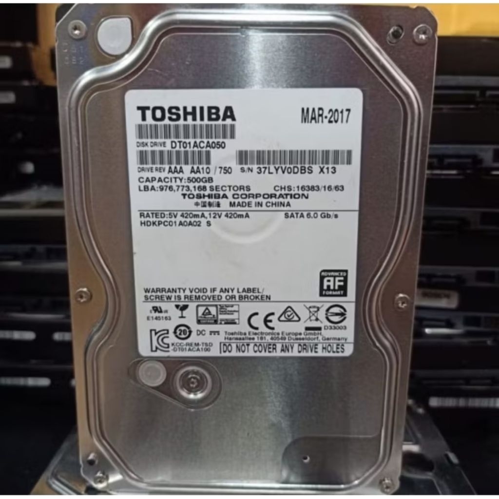 TOSHIBA 7200 RPM 500GB HARDISK 100% VERY SENTINEL