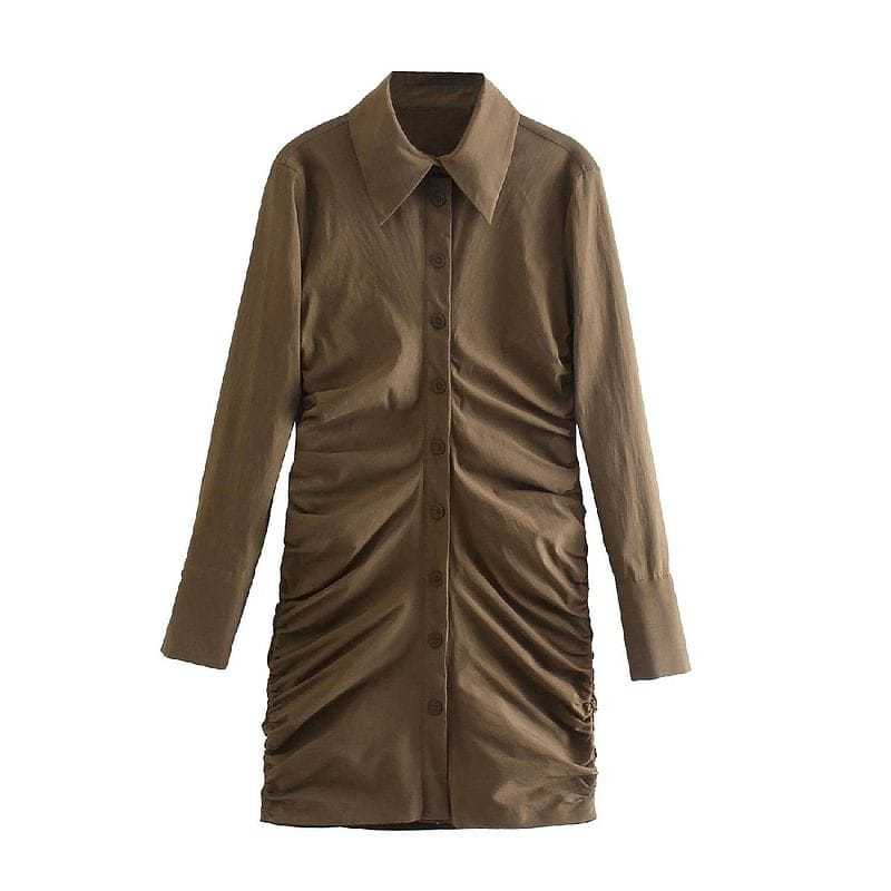 Khaki Body Fit Curvy Mini Dress