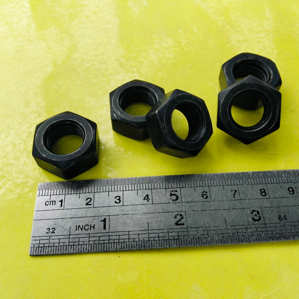 HTB GRADE 8.8 M14 STEEL NUT / 22 KEY BOLT NUT / BLACK M14 STEEL NUT / M14 BOLT NUT 22