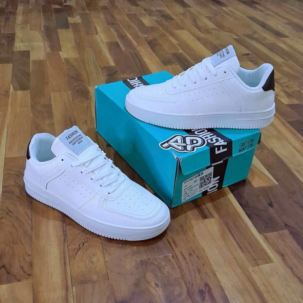 Aef1 รองเท้าผ้าใบกีฬาลําลองสีขาวสีดํา