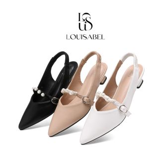 LOUISABEL Lumi Pearl Block Heels Slingback Sepatu Wanita Import LSB-722-B2
