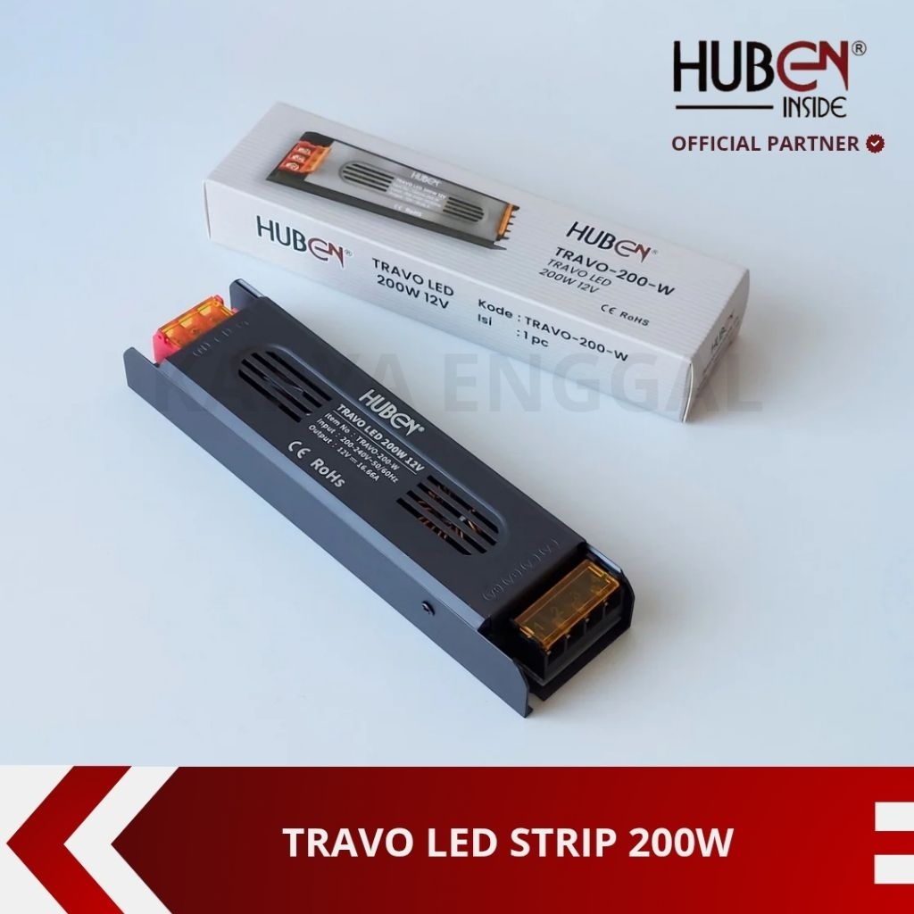 HUBEN พาวเวอร์ซัพพลาย TRAVO LED STRIP 12V ADAPTER 100W 200W