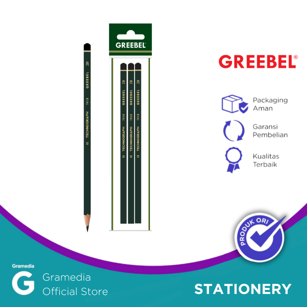 Gramedia - GREEBEL 7018 PENCIL 2B (3 ชิ้น/เซ็ต) CRD