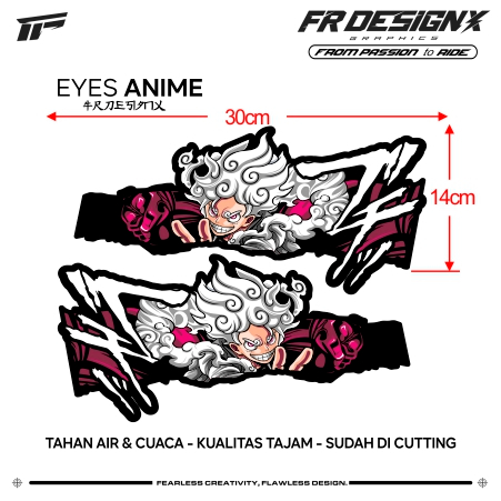 MATA ANIME EYE STICKER MONKEY D LUFFY ONE PIECE 2 GEAR SHAPE 5 NIKA SUN GOD ขนาด A1 MANGA EYE สติกเก