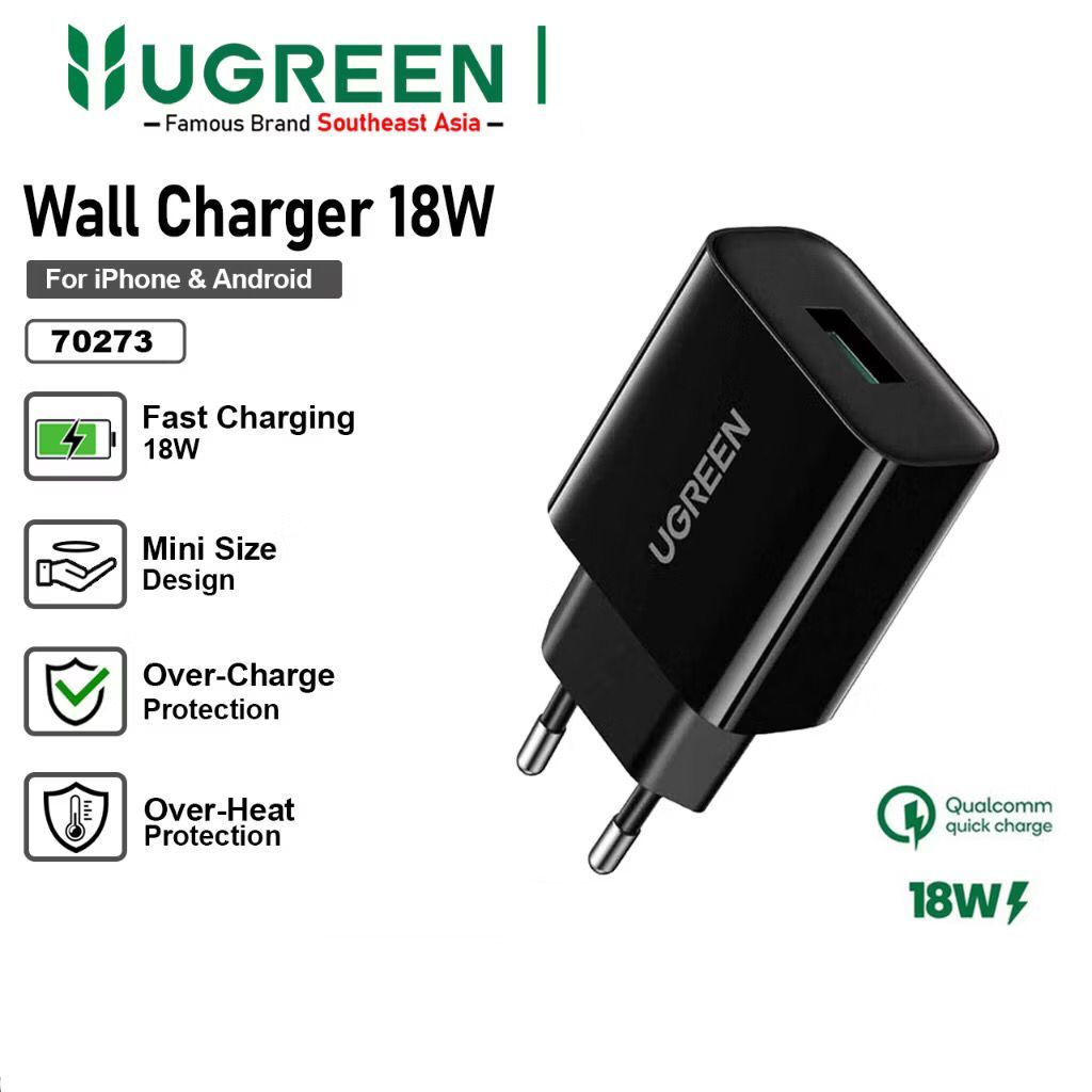 UGREEN - BATOK CHARGER UGREEN 18W QC 3.0 / ADAPTER UGREEN