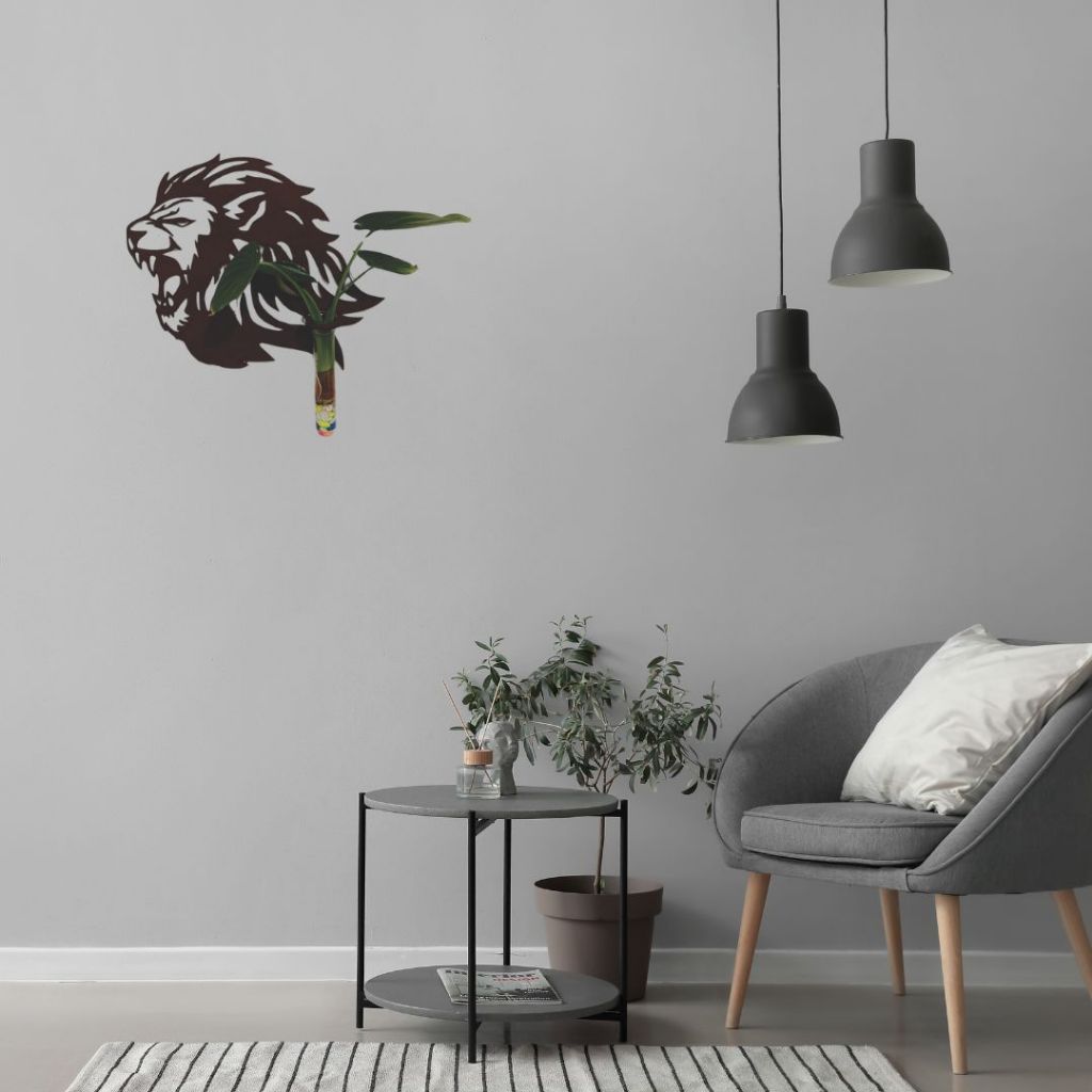 Aesthetic Living Room Wall Decoration / Lion Motif Room Decor รวมกระถางดอกไม้