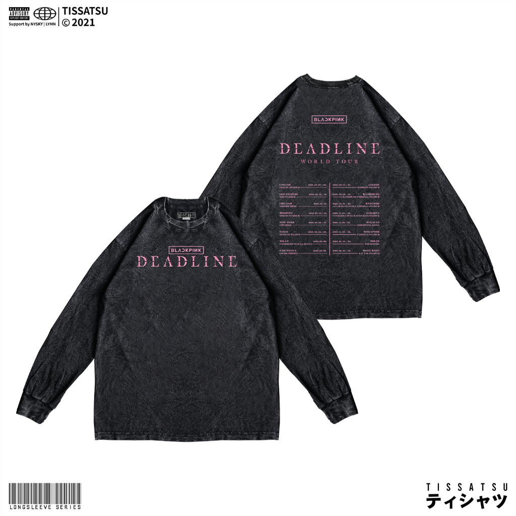 TISSATSU Longsleeve BLACKPINK Oversize Deadline World Tour 2025 / เสื้อเชิ้ตแขนยาวล้าง BP 1