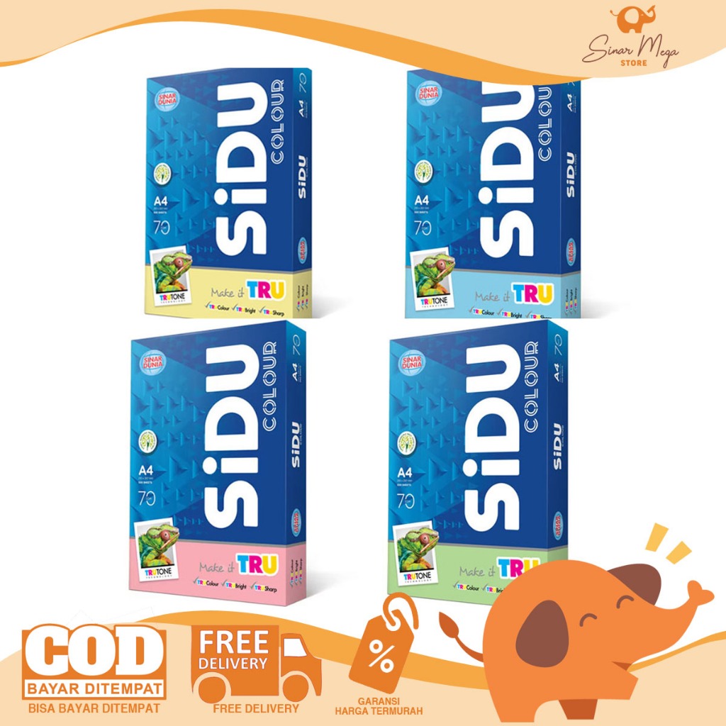 SIDU Sinar Dunia A4 HVS Paper 70 แกรม สี (RIM)