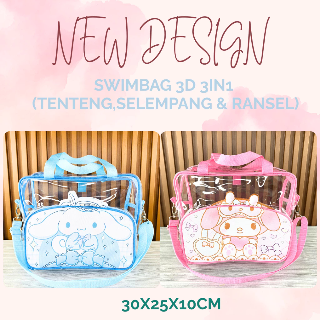 กระเป๋าว่ายน้ํา 3D ลายยูนิคอร์น/Frozen/LOL/เป็ด/Jasmine กระเป๋าเดินทาง/Pouch/Mica