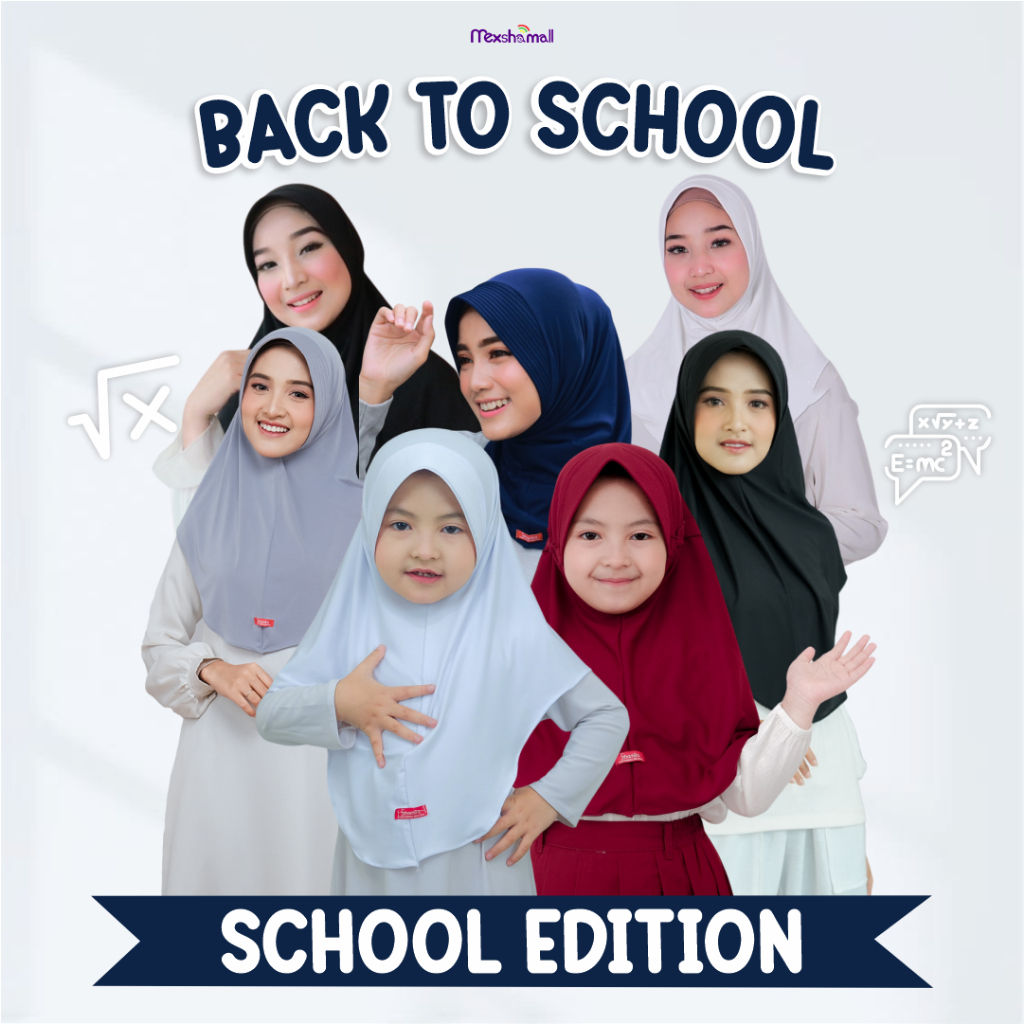 Nadia Sporty Hamidah Bella Square School Khimar Hijab Economy Package มี 3 ชิ้น By Shamira Official
