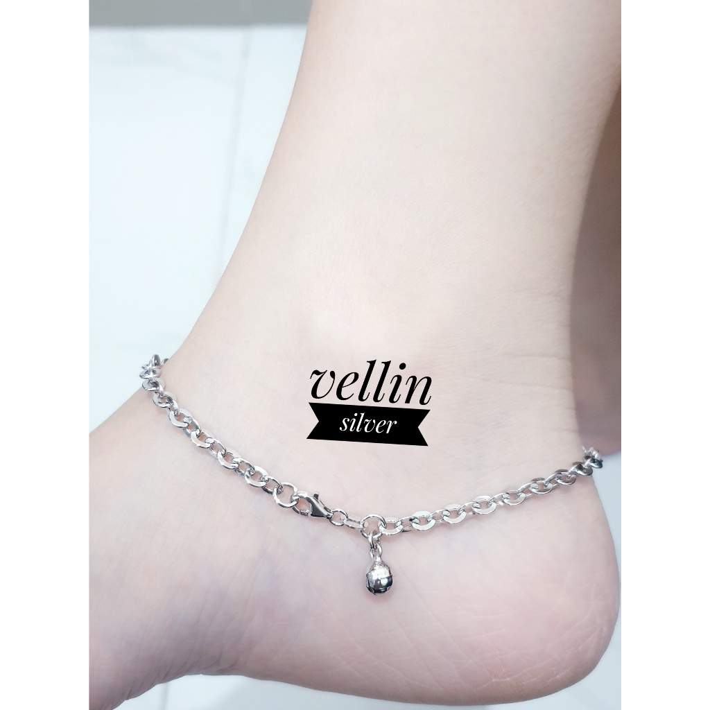 Nori Hollow Chain Anklet 925 Silver White Gold Plated - Original 925 Silver Womens Anklet Jewelry An
