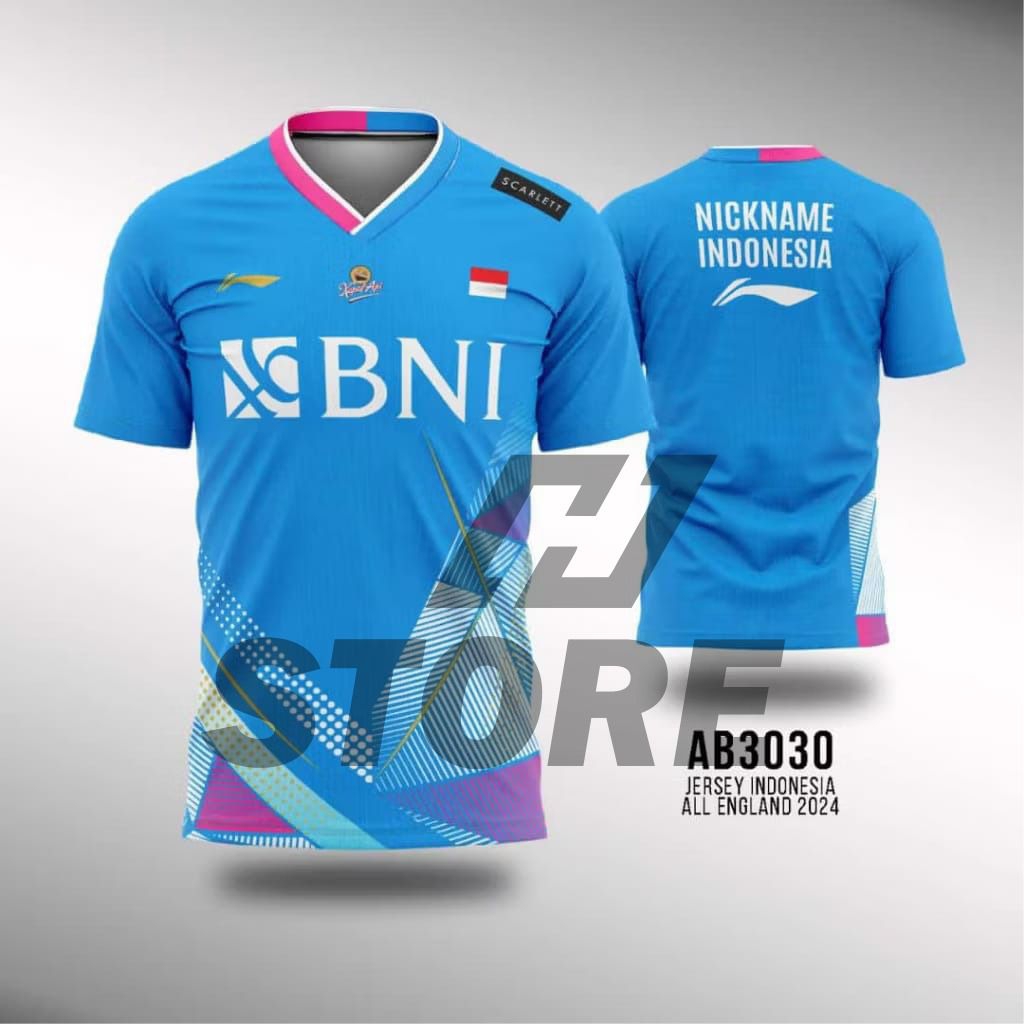 INDONESIAN BADMINTON JERSEY ALL ENGLAND 2024 ฟรีที่กําหนดเอง NICKNAME