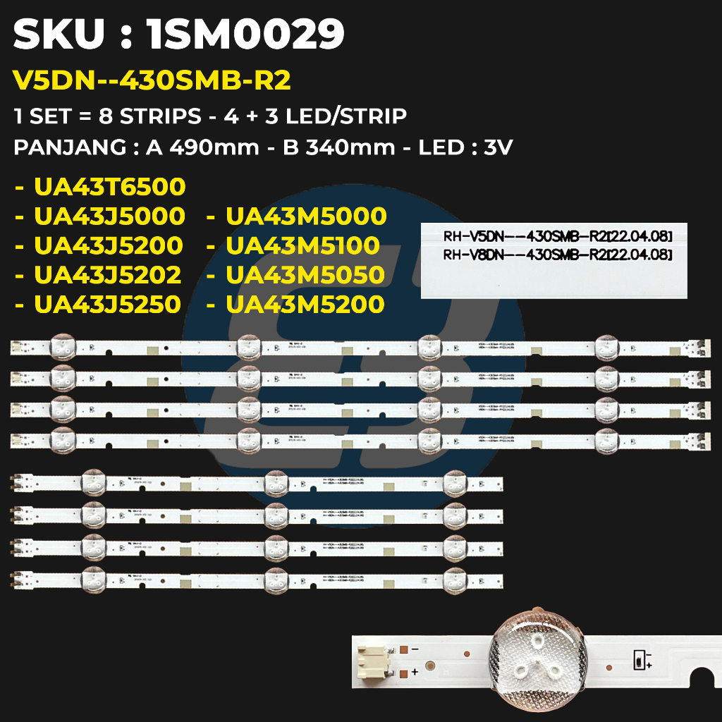 Samsung 43 นิ้ว TV Backlight UA43J5000 UA43T6500 UA43J5200 UA43J5202 UA43J5250 UA43M5000 UA43M5100 U