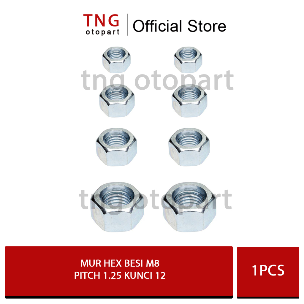 น็อตหกเหลี่ยม m8 / 8 มม. น็อตเหล็ก / น็อตหกเหลี่ยม m8 P 1.25 คีย์ 12