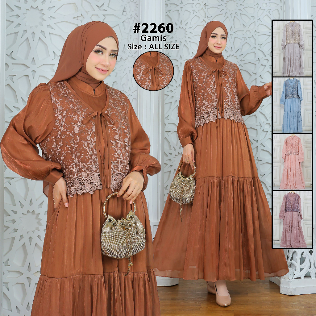 Fathinah Gamis Shimmer Silk Premium Womens, Wudhu Friendly - วัสดุผ้าไหมชิมเมอร์ระดับพรีเมี่ยม, ไม่ม