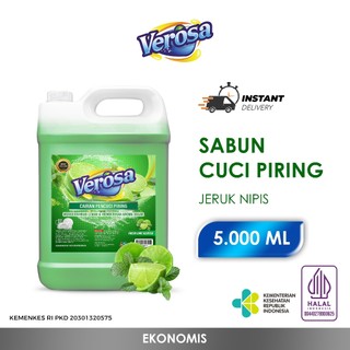 Verosa Sabun Cuci Piring 5 Liter Ekonomis Fresh Lime KHUSUS INSTANT