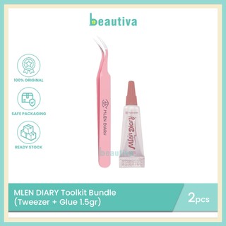 MLEN DIARY Toolkit Bundle (Tweezer + Glue 1.5gr) - Pinset Bulu Mata & Lem Bulu Mata