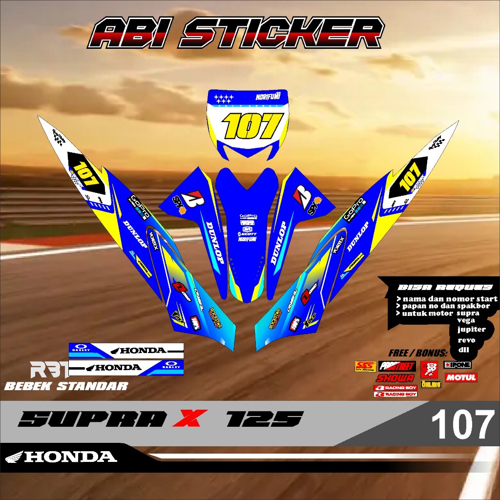 สติ๊กเกอร์แถบสติ๊กเกอร์ RBTSUPRA X125 RBT BEBEK MODIF SUPERMMOTO YZ KLX KTM CRF V 107 สติ๊กเกอร์ DES