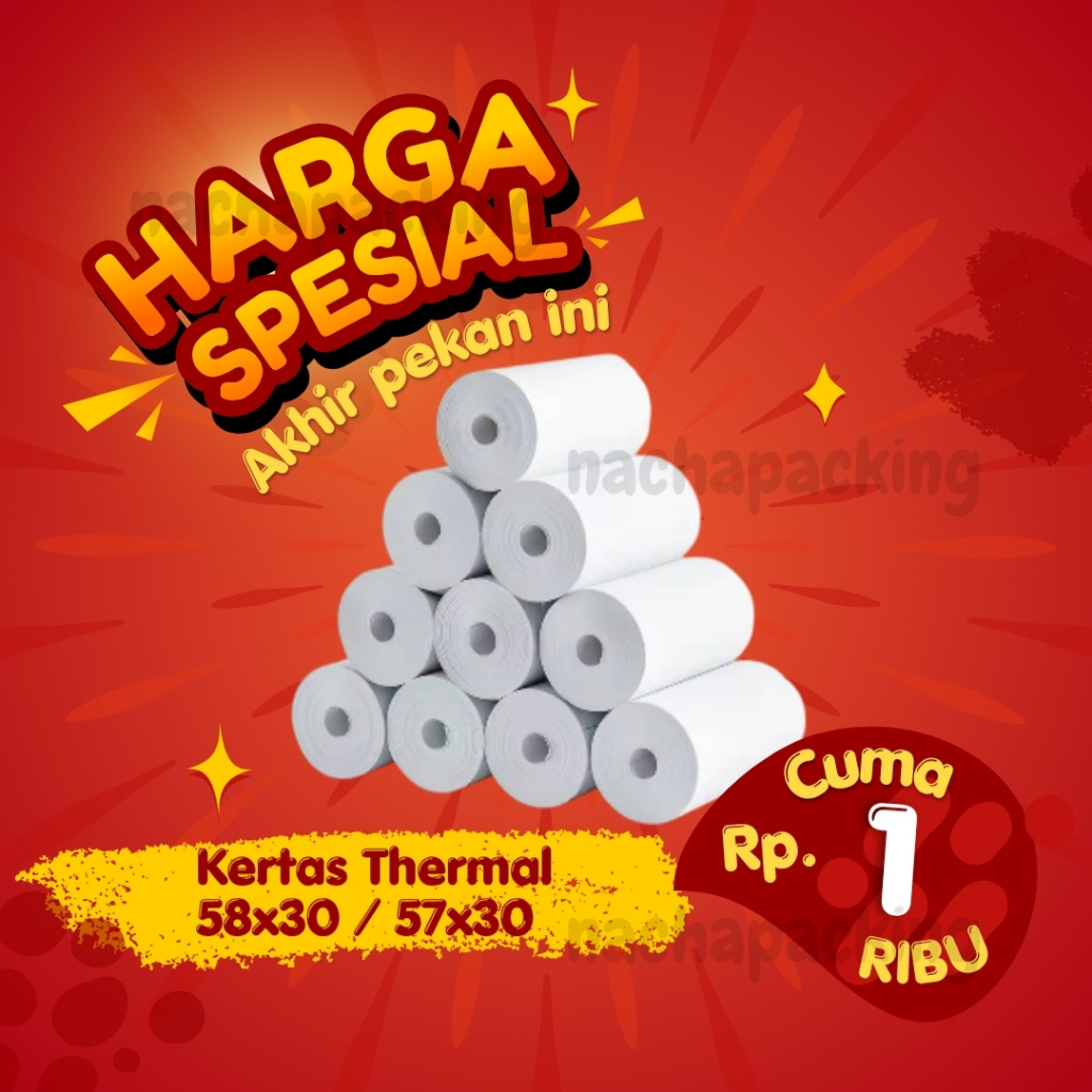 THERMAL กระดาษม้วน 58MM 58X30 57X30 THERMAL EDC THERMALT PRINTER MINI BLUETOOTH 58MM