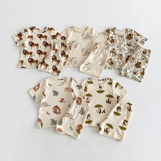 LITTLEVIN -  SETELAN ANAK LAKI LAKI / SETELAN ANAK UNISEX / SETELAN ANAK FULL MOTIF / SETELAN ANAK KARAKTER HEWAN / SETELAN ANAK HARIAN / ONE SET ANAK CREAM SERIES KARAKTER 0-5 TAHUN