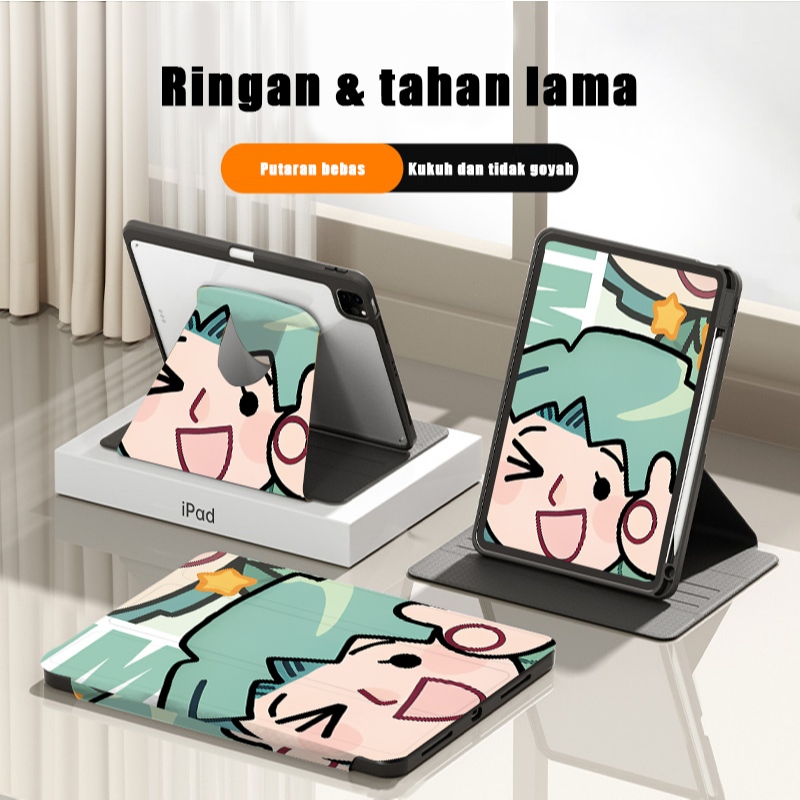 MBTI เคส Chibi ดีไซน์ 3 พับ 720 การหมุน° Ipad Gen 10 iPad Air 7 Air 6 Air 5 กรณีช่องเสียบปากกาสําหรั