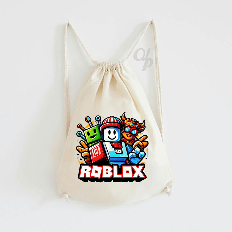 Roblox Canvas Drawstring Bag / Robux / Backpack / hampers สําหรับเด็ก / Stringbag