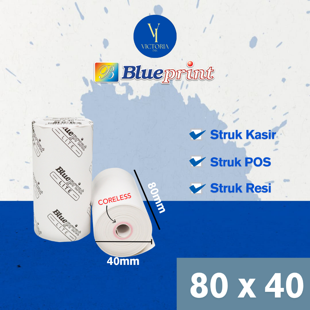 80X40 กระดาษรีดร้อน 80 มม. CASH REGISTER กระดาษ THERMAL RECEIDPT EDC PPOB BLUEPRINT LITE POS / BLUEP