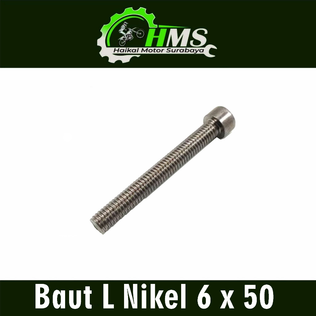 Nickel L Bolt 6 x 50 (ราคาต่อ 1 ชิ้น) - Bolt 10 L Key 5 Thread 6 mm x ยาว 50 mm