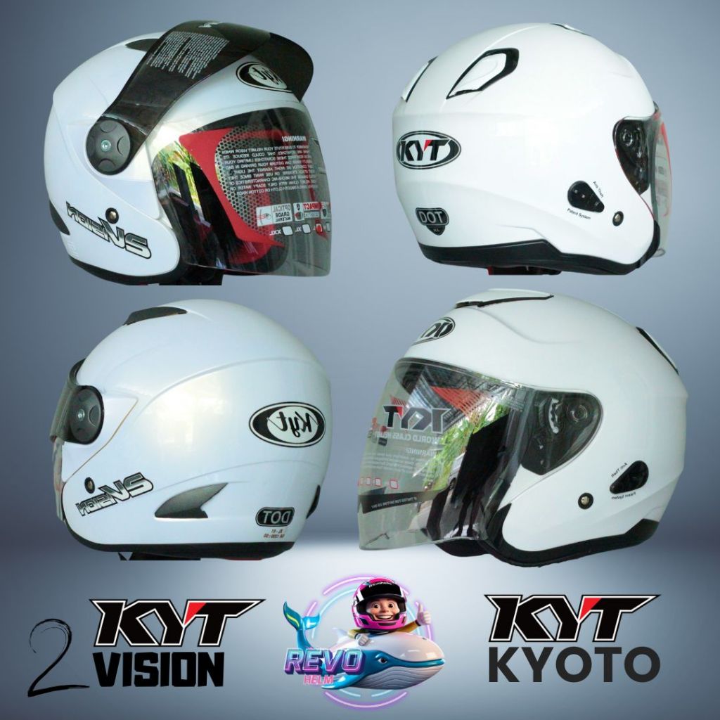 KYT KYOTO & KYT 2 VISION HELMET HELMET FOR ADULT MEN & WOMEN, MOST COMPLETE COLORS, ORIGINAL SNI