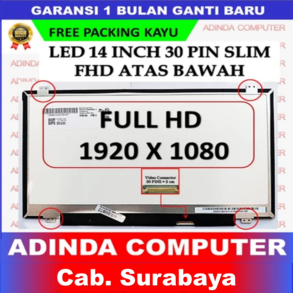 LCD LED Asus A442UQ P2540FA P2540UA 14.0 14 นิ้ว 30 Pin 30pin Slim บาง Full HD FHD IPS Bracket หู Bo