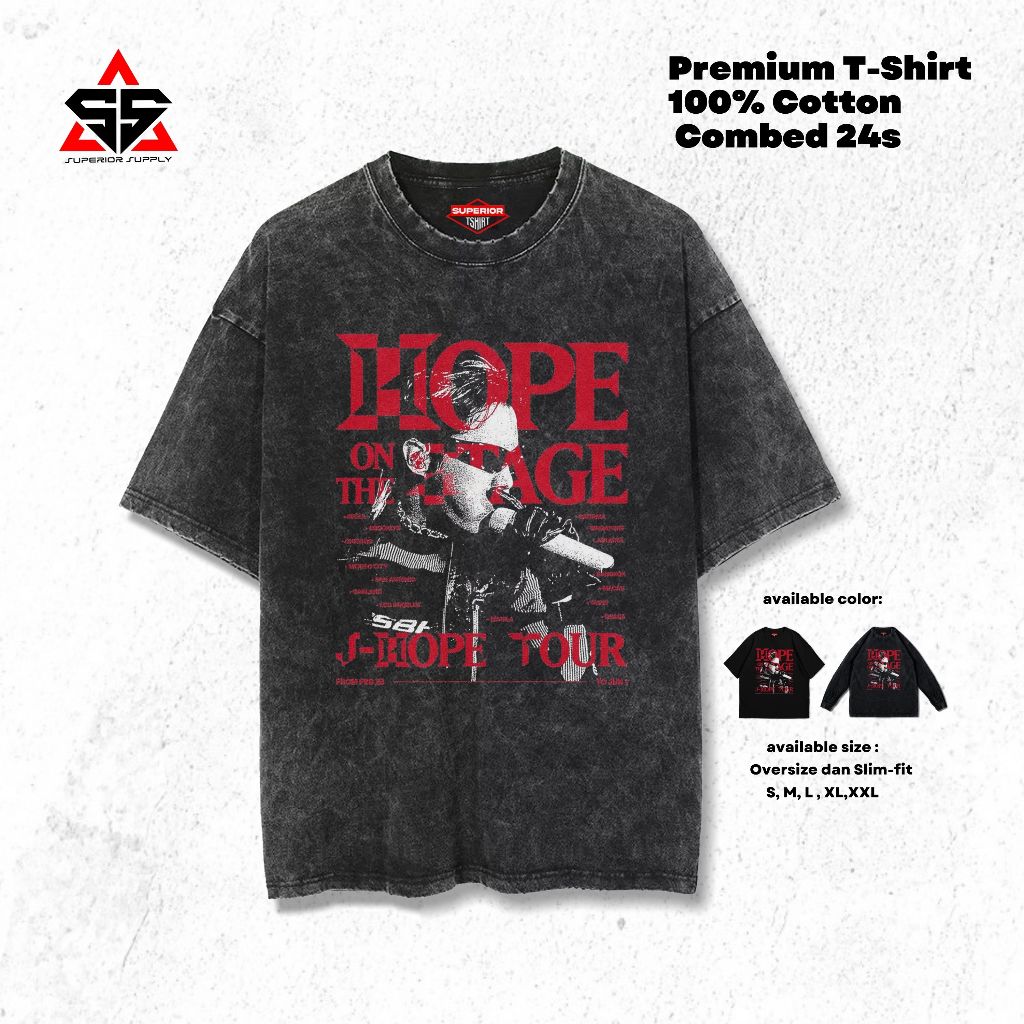 SUPERIOR Kaos JHOPE เสื้อยืดล้างขนาดใหญ่ขนาดใหญ่ เสื้อยืด slimfit sandwash JHOPE-2