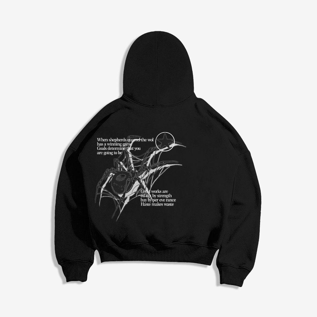 GENENTIL - Stellar Spider ซ้าย Oversize Boxy Hoodie M - XXL (ผู้ชายและผู้หญิง)