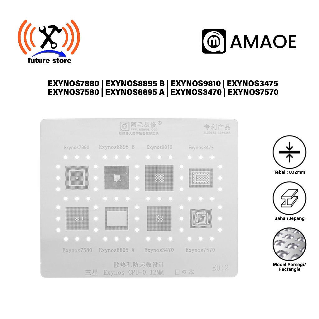 AMAOE EU:2 SAM MOLD IC Exynos CPU -.12MM ORIGINAL JAPANESE MATERIAL - MOLD IC EXYNOS 7880 | EXYNOS 8