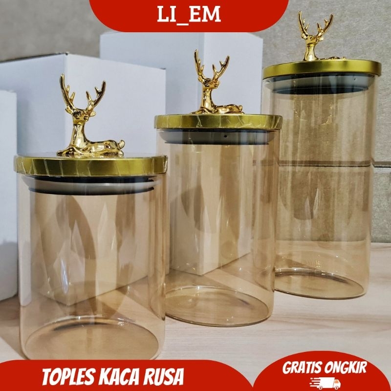 AESTHETIC GLASS SNACK JAR / MULTIPURPOSE GLASS JAR / DEER GLASS JAR