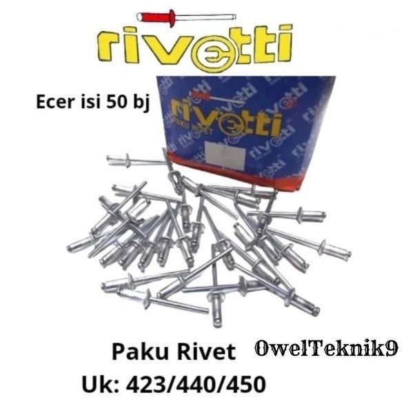 OwelTeknik9 - ตะปูรีเวทti ขนาด 423,440,450 เนื้อหา iขายปลีก 50 ชิ้น