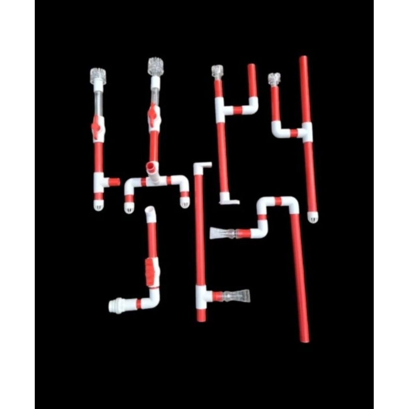 MERAH AQUARIUM SKIMMER PACKAGE / WATER OUTPUT PACKAGE พิพิธภัณฑ์สัตว์น้ําน้ําล้นสีแดงและสีขาว