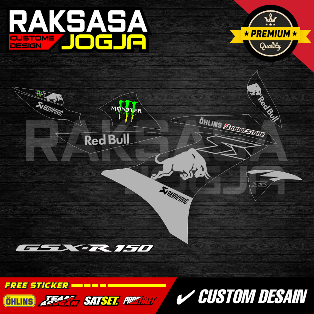 SUZUKI GSX 150R REDBULL STRIPING TRANSPARENT DOFF GLOSSY VINYL ALREADY CUT JUST STICK คุณภาพระดับพรี