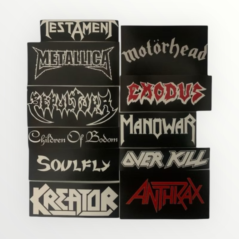 Metal Band Sticker Pack (Exodus, Motorhead, Antrax, Sepultura, Soulfly, Creator, Metallica ฯลฯ)