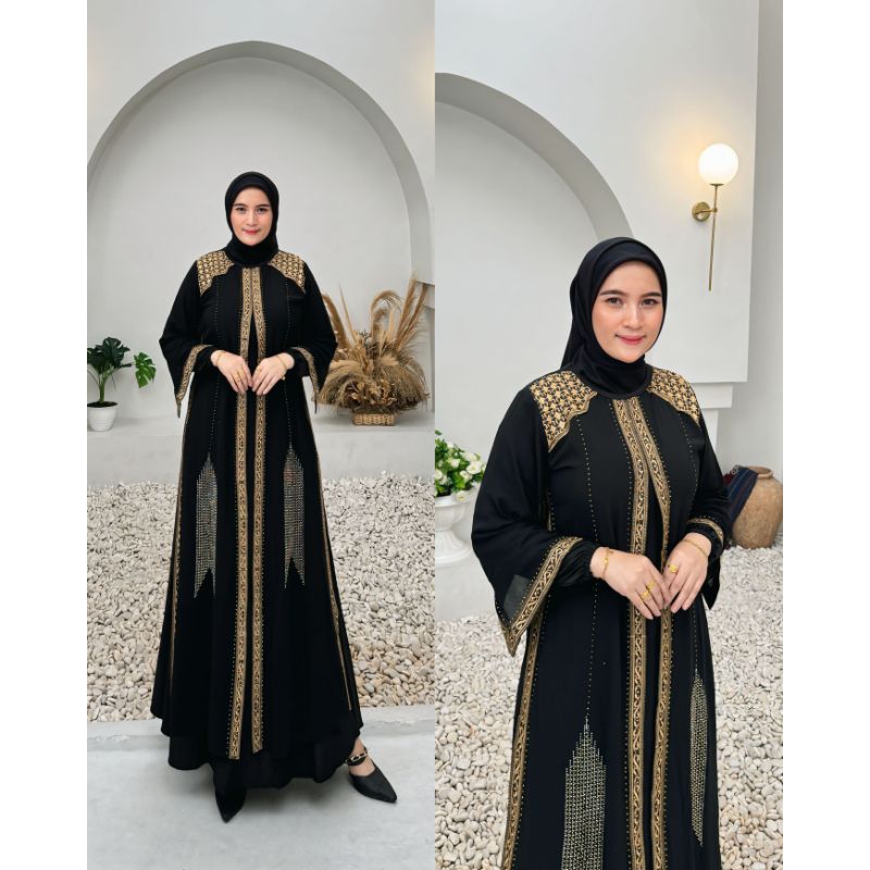 TURKEY ABAYA GAMIS EMBROIDERED SEQUENCE VIVIAN CAPE SLEEVES