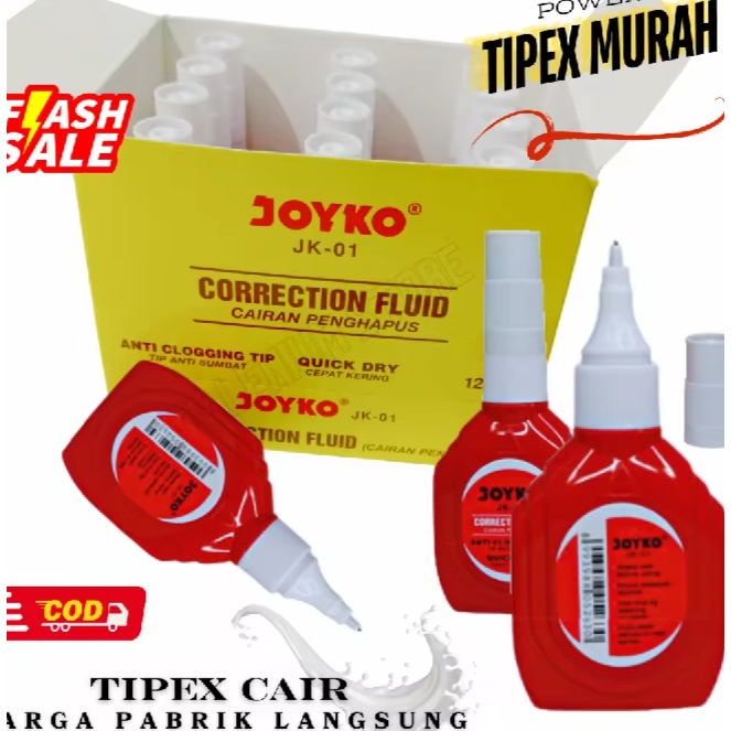 TIPEX CAIR JOYKO JK-01 / 1 PACK CONTAINS 12 ชิ้น (โหล) / ราคาหลากหลาย