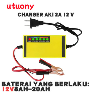 Charger Aki Portable 12V 2A/Charger Aki 12V3AH-20AH Alat Cas Aki Car Truck Motorcycle Battery