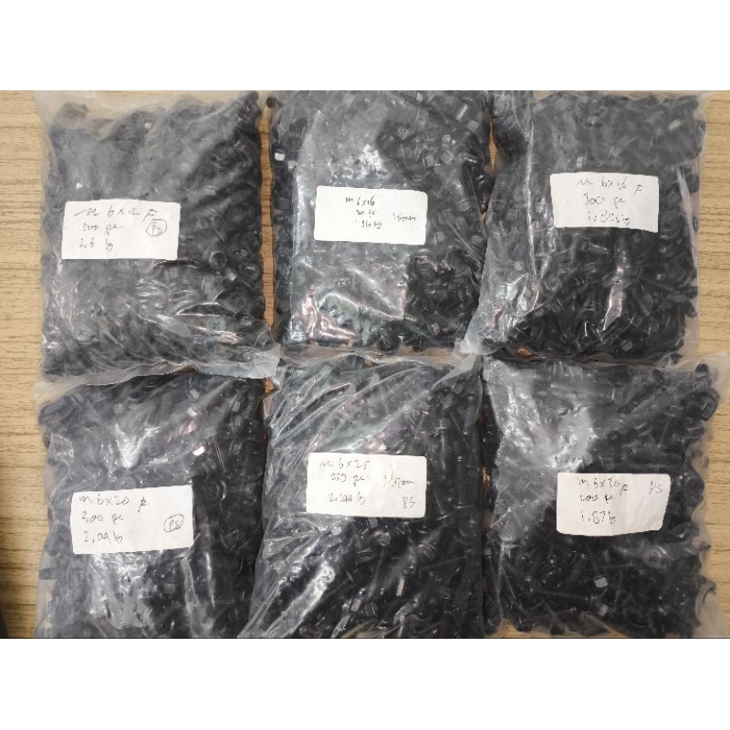 Cross Hexagon Flensa Bolt (สีดํา) M6x12 / M6x16 / M6x18 / M6x20 / M6x25 / M6x30