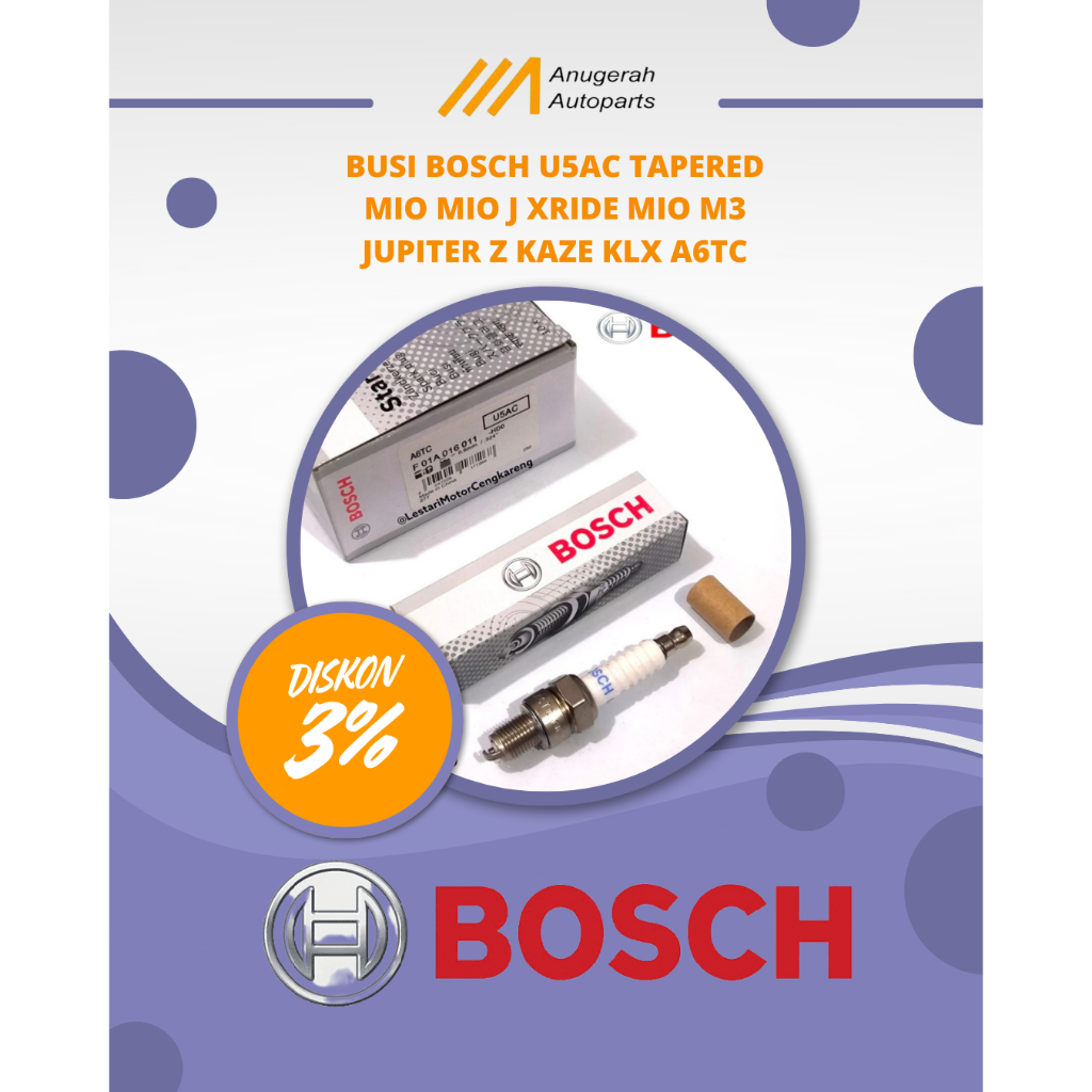 [ AUTOPART CHARGER ] BOSCH U5AC TAPER SPARK PLUG MIO J XRIDE MIO M3 JUPITER Z KLX KAZE A6TC